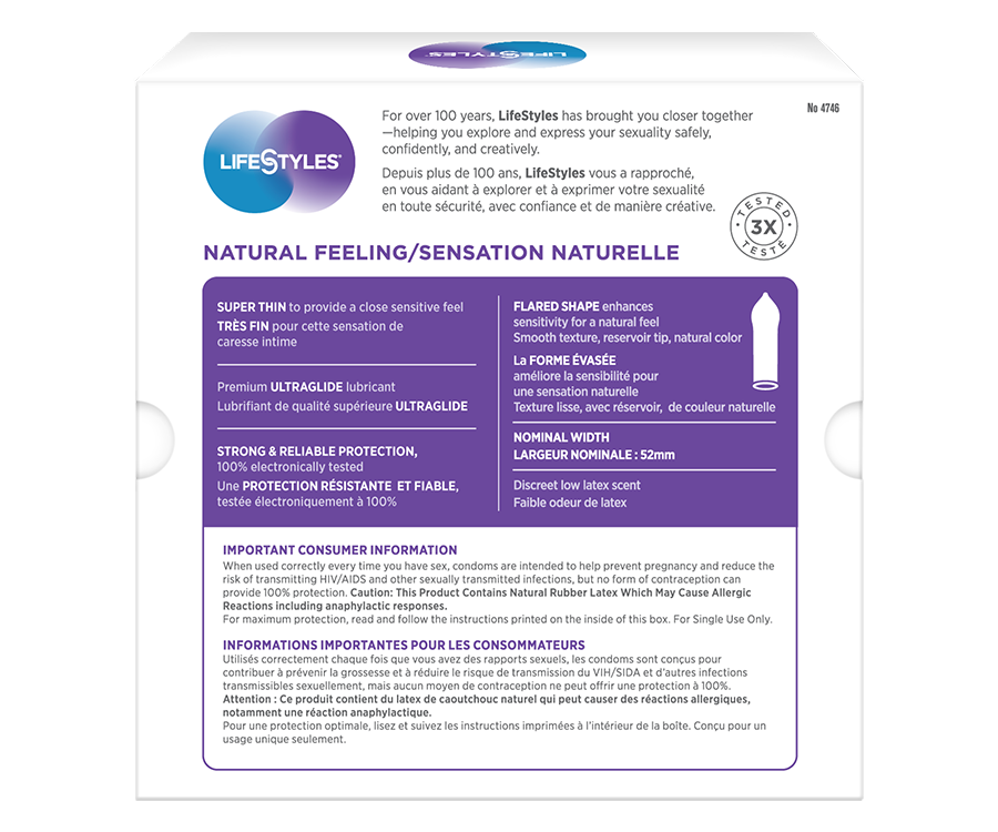LifeStyles Natural Feeling/Sensation Naturelle Latex Condoms LifeStyles Natural Feeling/Sensation Naturelle Latex Condoms
