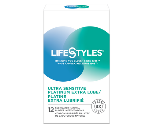 LifeStyles Ultra Sensitive Platinum Extra Lube/Platine Extra Lubrifié Latex Condoms