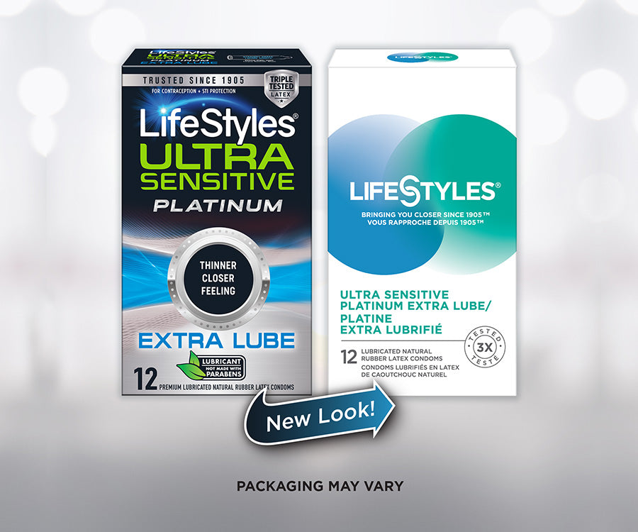 LifeStyles Ultra Sensitive Platinum Extra Lube/Platine Extra Lubrifié Latex Condoms