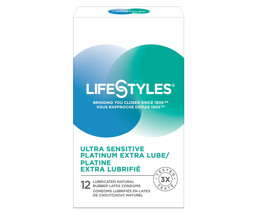 LifeStyles Ultra Sensitive Platinum Extra Lube/Platine Extra Lubrifié Latex Condoms